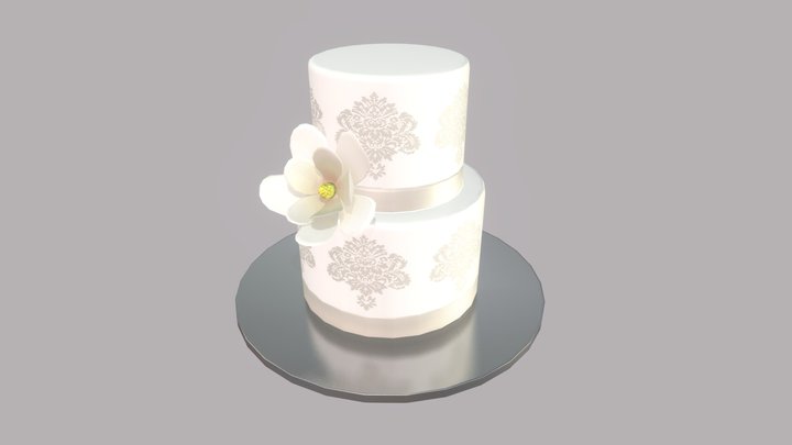 Magnolia Wedding Cake 3D Model