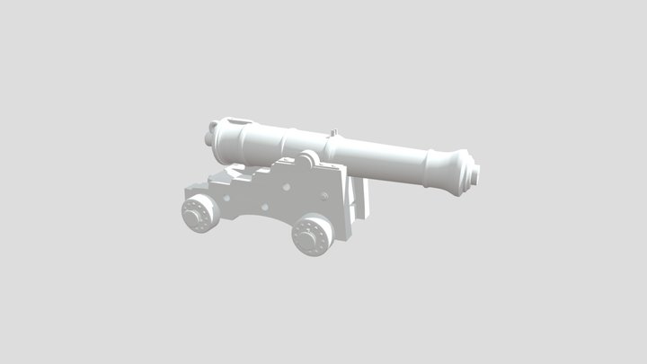 Naval cannon with transom 3D Model
