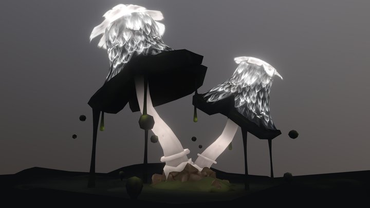 Inky Cap Mushroom Diorama 3D Model