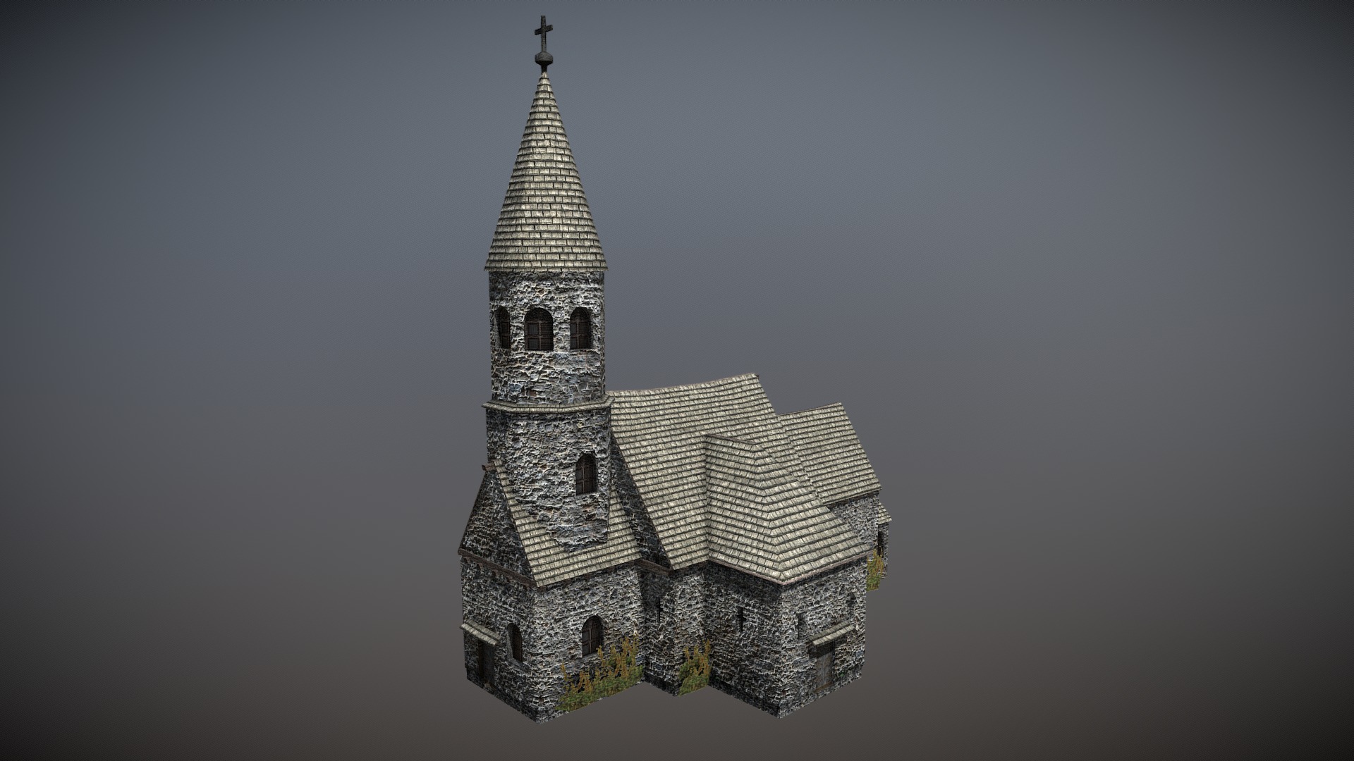 3D model Medieval Village Church - This is a 3D model of the Medieval Village Church. The 3D model is about a tall building with a steeple.