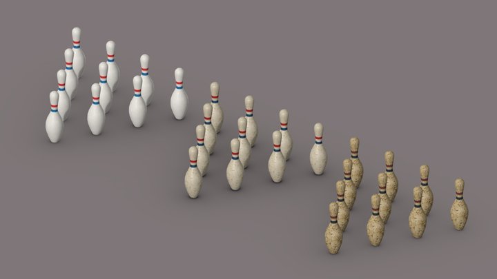 low poly bowling pins (arranged) 3D Model