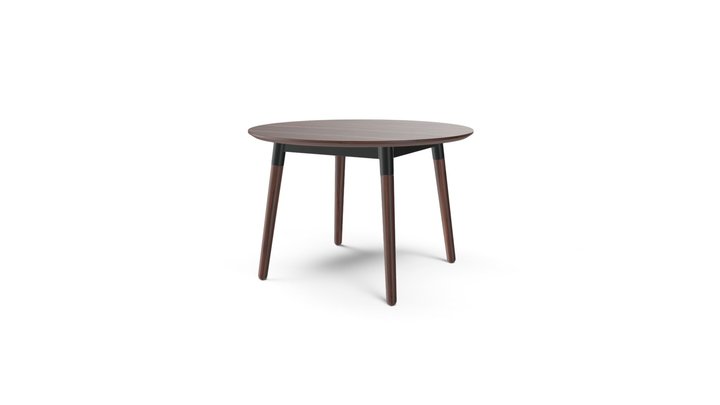 Edelweiss Round Dining Table, Walnut and Black