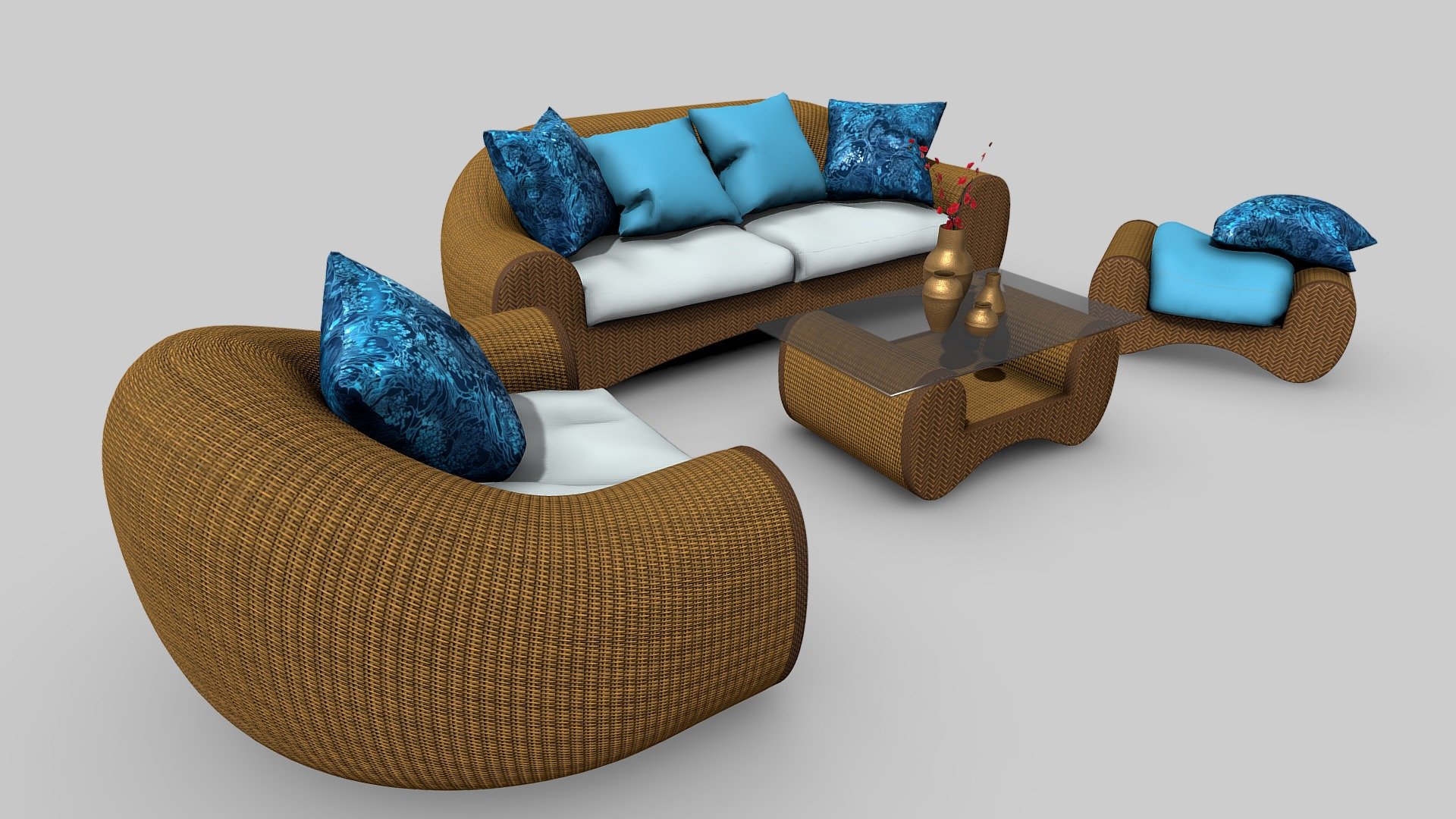 Rattan Living Room Set Buy Royalty Free 3d Model By Jonathanborges3d [2efb38f] Sketchfab Store