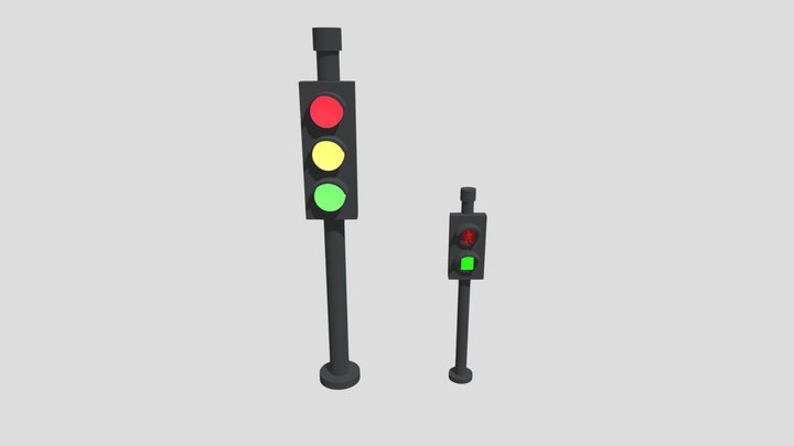 3D Traffic Lights Low Poy 3D Model
