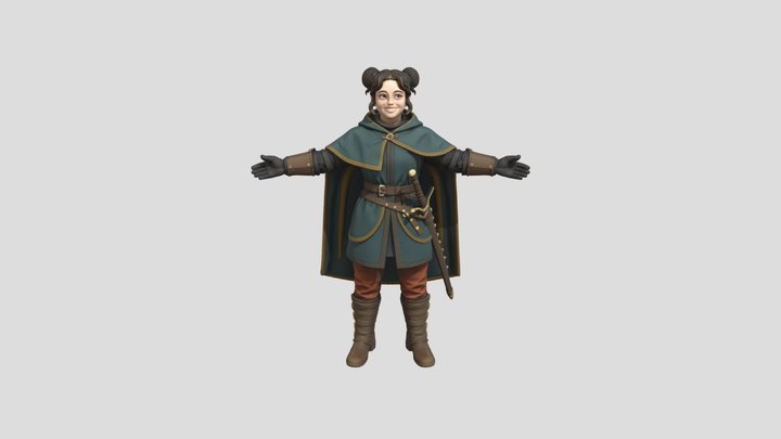 Green Cloaked Adventurer 3D Model