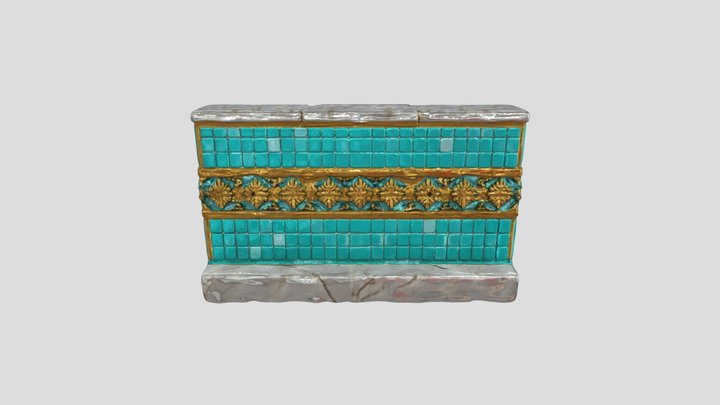 Turquoise Mosaic Frieze with Star Pattern 3D Model
