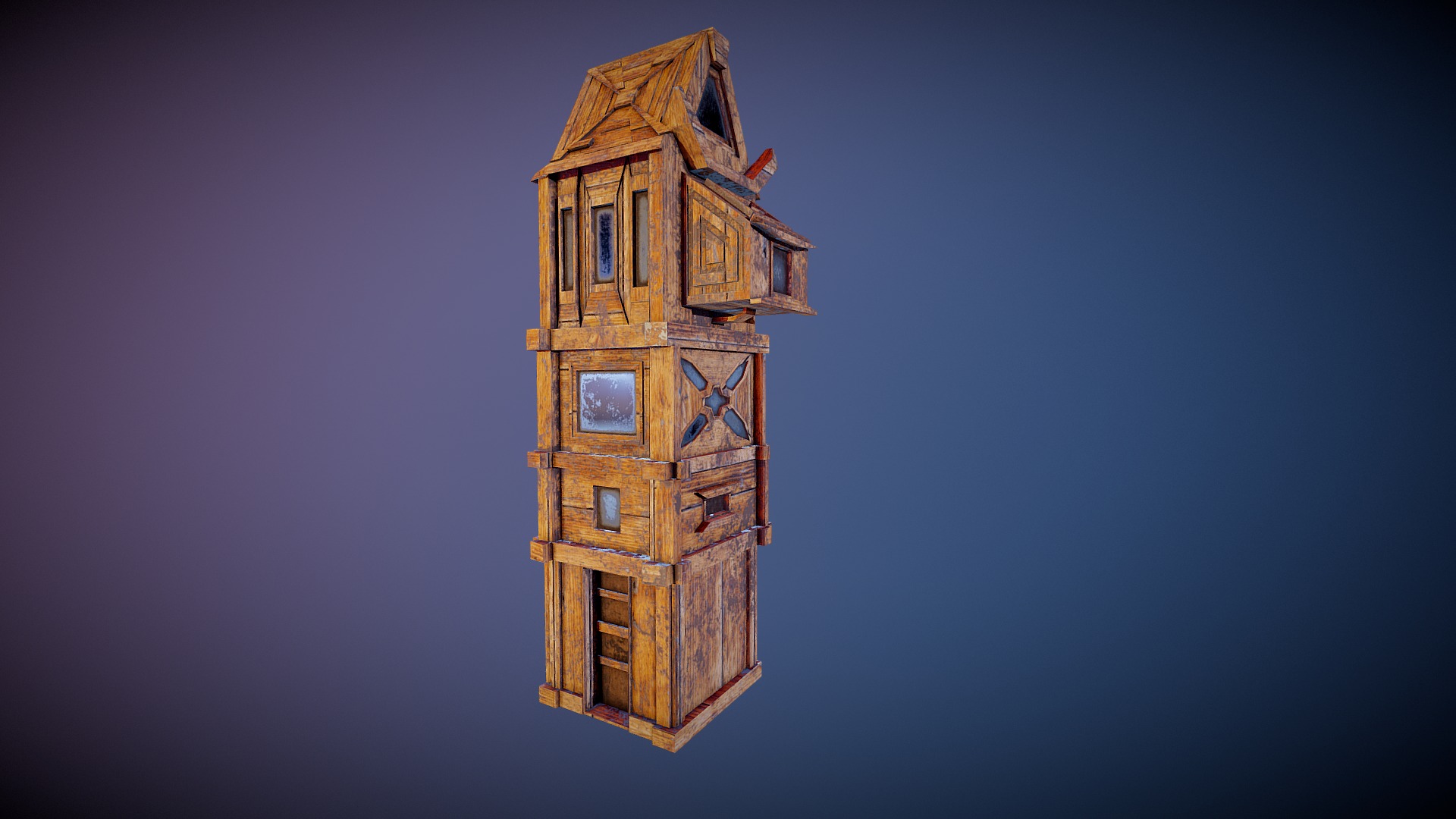 3D model Pirate Tower - This is a 3D model of the Pirate Tower. The 3D model is about a clock tower with a weather vane.