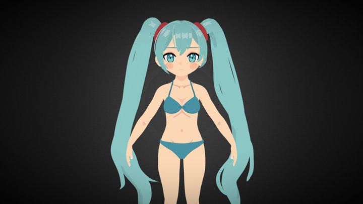 Miku in a swimsuit 3D Model