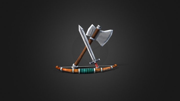 Sword, Axe & Bow 3D Model