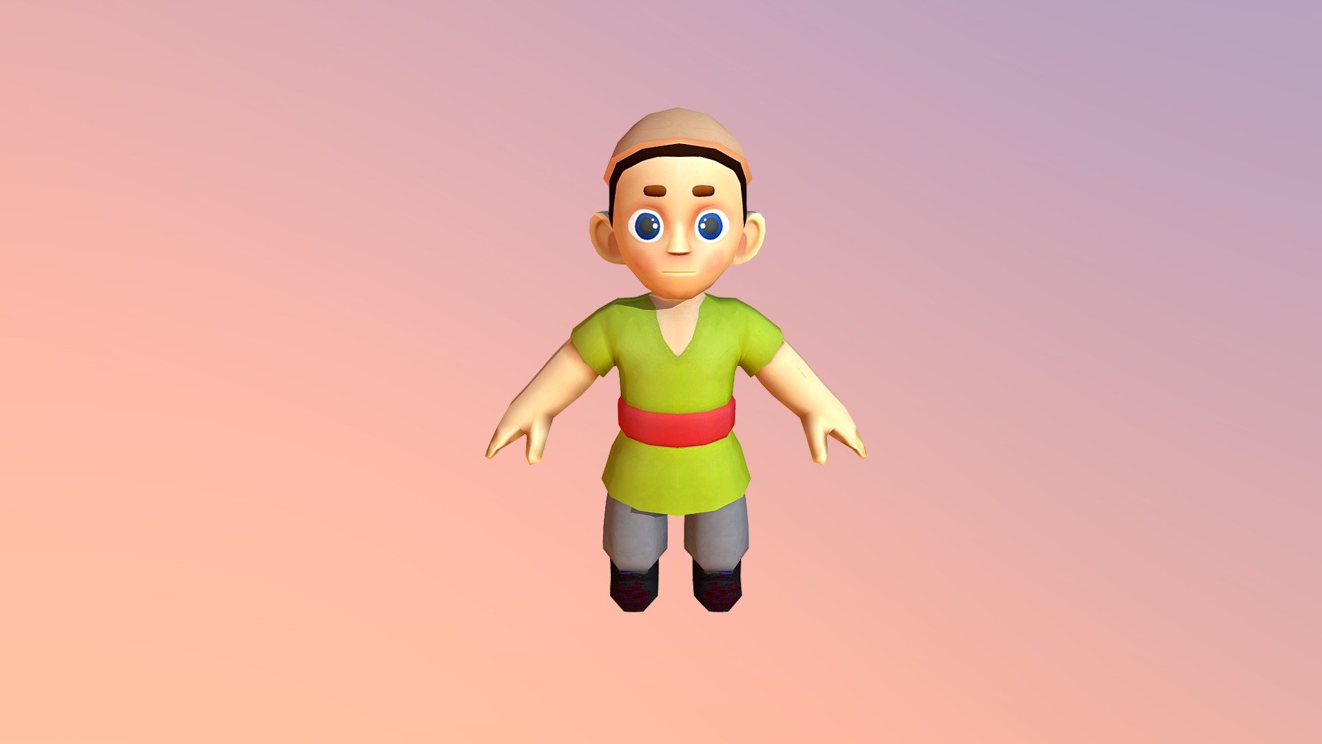 Peasant Little Boy - Low Poly - unity3D