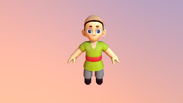 Peasant Little Boy - Low Poly - unity3D 3D Model
