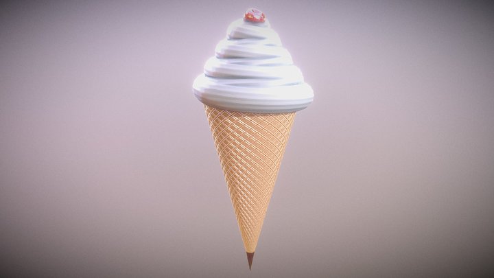 Ice Cream and Cherry 3D Model