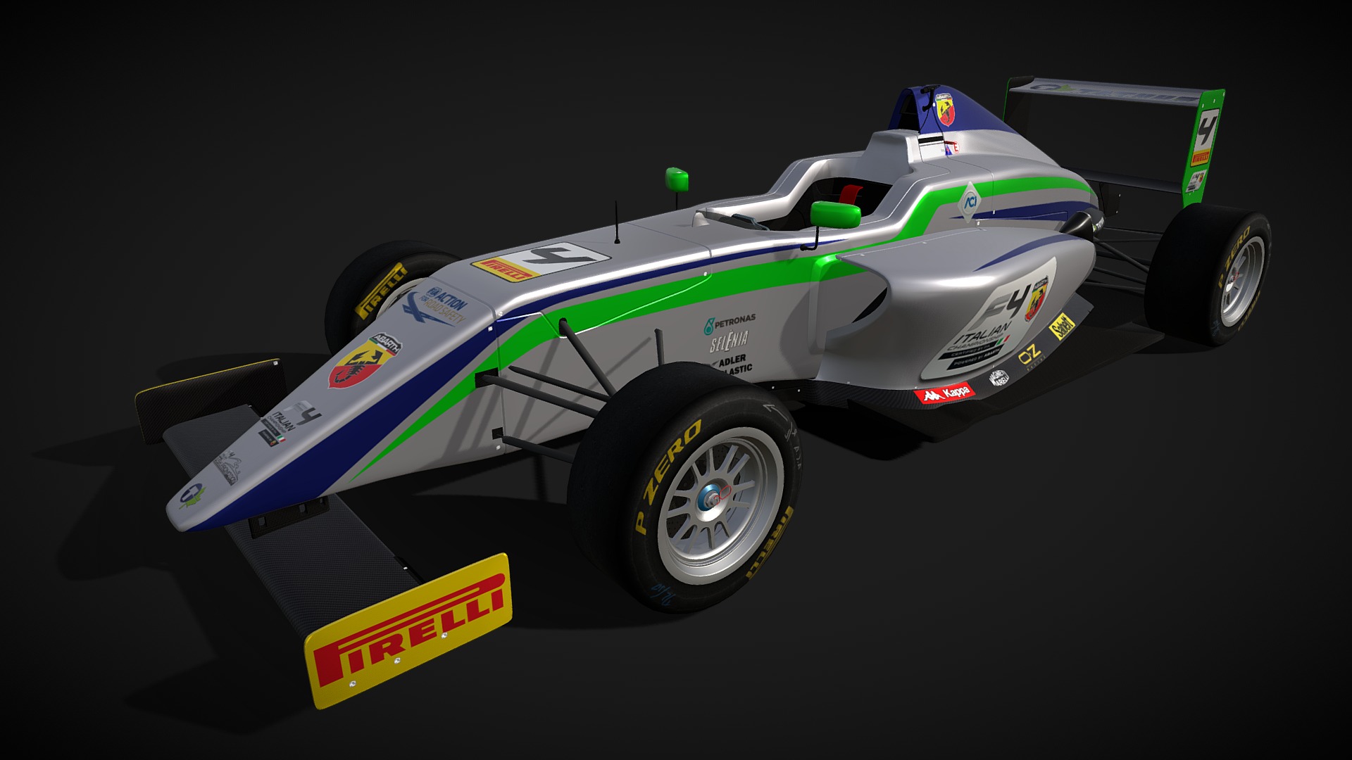 3D model Tatuus T014 (Formula 4 Abarth) - This is a 3D model of the Tatuus T014 (Formula 4 Abarth). The 3D model is about a race car on a track.