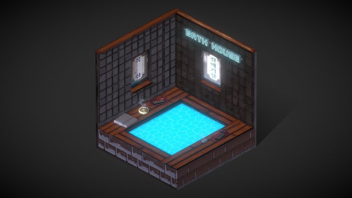 Asian Bath house 3D Model