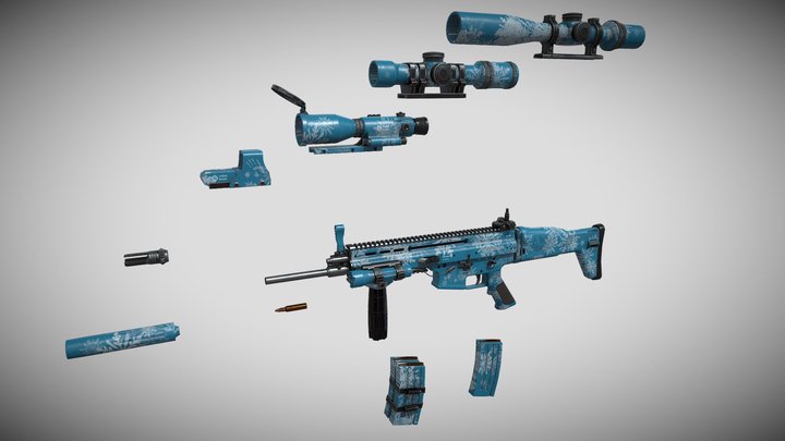 Scar FN - Winter skin Low poly 3D Model