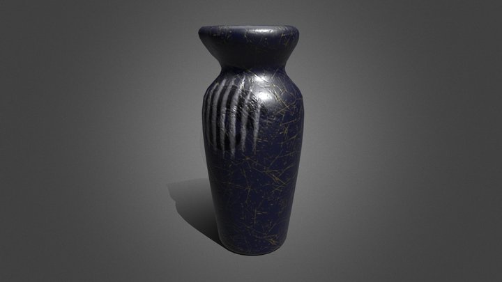 Blue-Gold Sake Bottle 3D Model