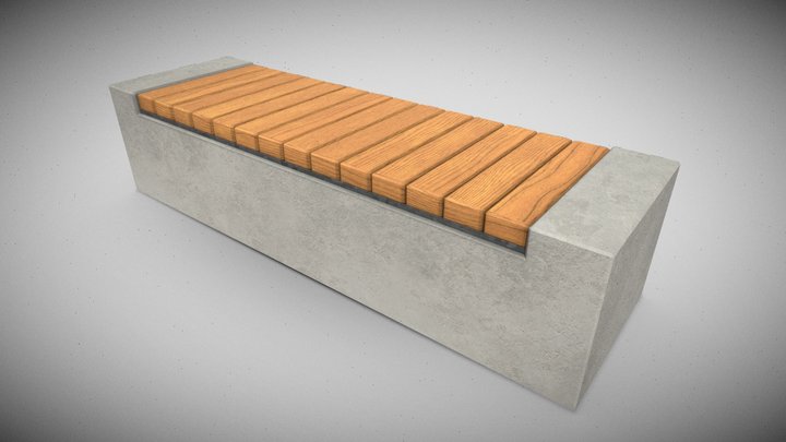 Concrete Bench 3D Model