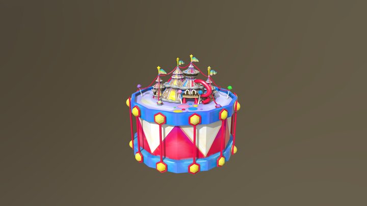 Low Poly Gingerbread Circus 3D Model