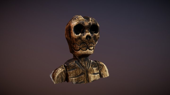 Hand Carved Day of the Dead Sculpture 3D Model