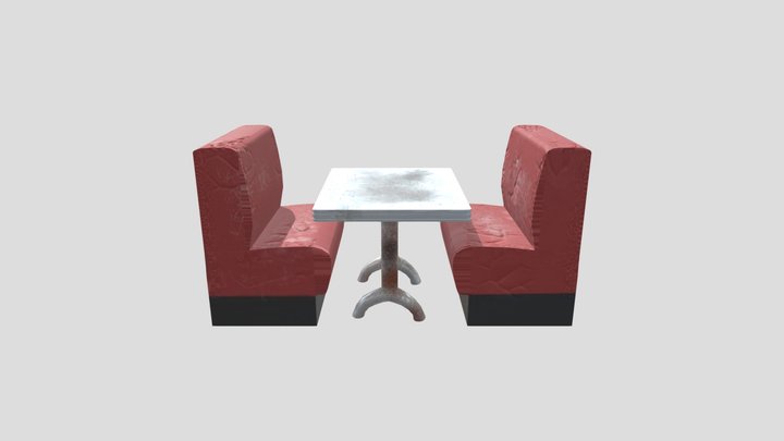 Diner Booth and table 3D Model