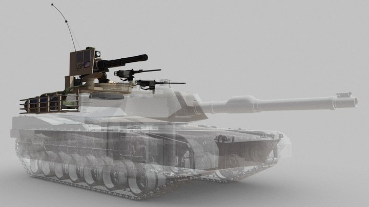 M1A2 Abrams Minigun Turret Attachment 3D Model