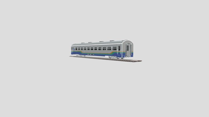 Blue Indonesian train coach 3D Model