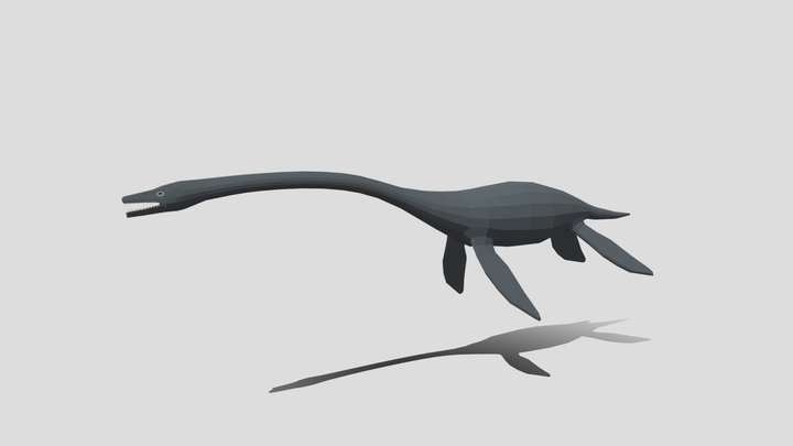 Low Poly Cartoon Plesiosaurus Dinosaur 3D Model