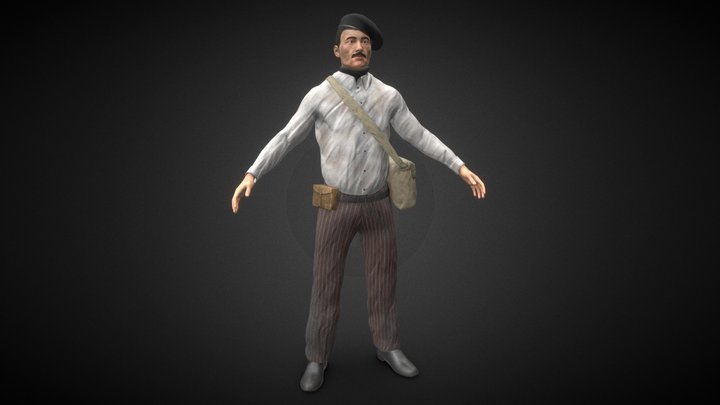 WW2 French Resistent character 3D Model