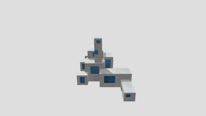 Brutalist Style Building 3D Model