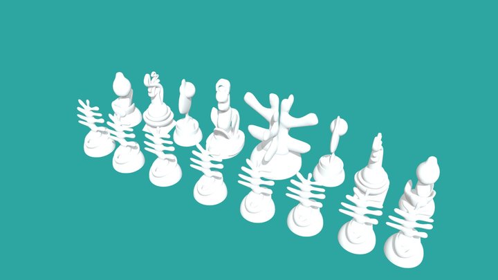 "HOJAS" Organic Chess, by Danilo Roldán 3D Model