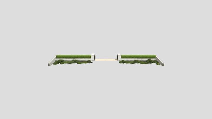 Hedge-lined Garden Path 3D Model