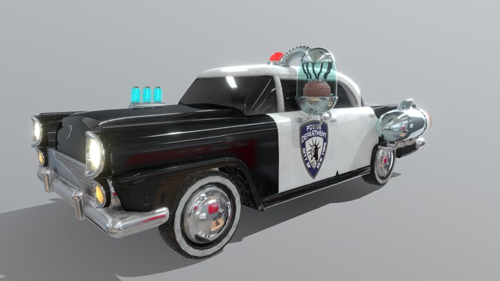 Police Car Ford 1955 - Remise 3D- 3D Model