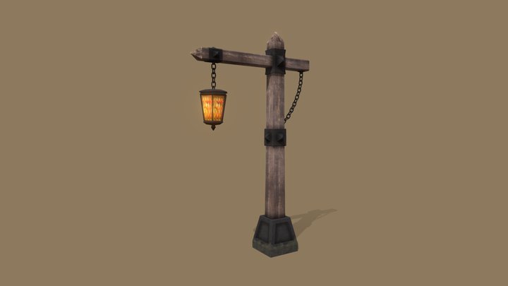 Medieval stylized street lantern 3D Model