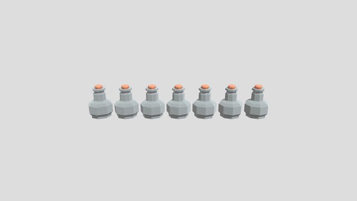 Low Poly Potion Bottles 3D Model