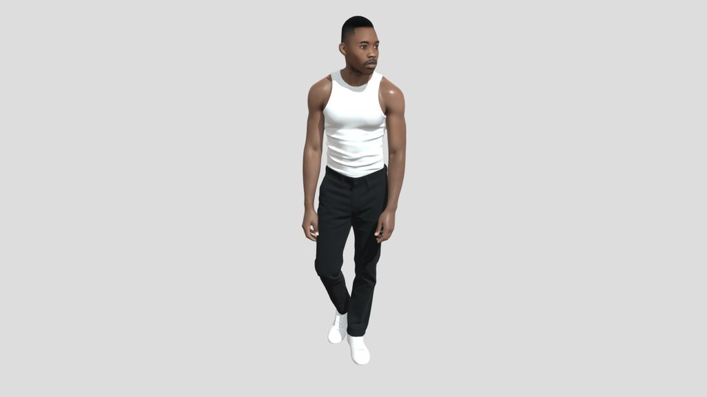 White Tank Top, Black Pants