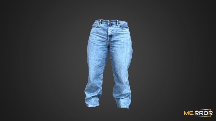 3D model Black Baggy Jeans Pants VR / AR / low-poly