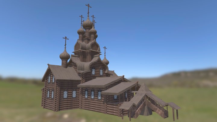 Wooden Russian church 3D Model