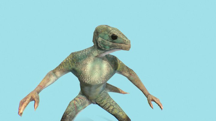 Anthropomorphic Lizard 3D Model