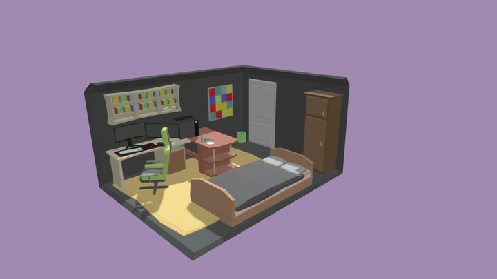 Low Poly Cozy Bedroom Pack 3D Model