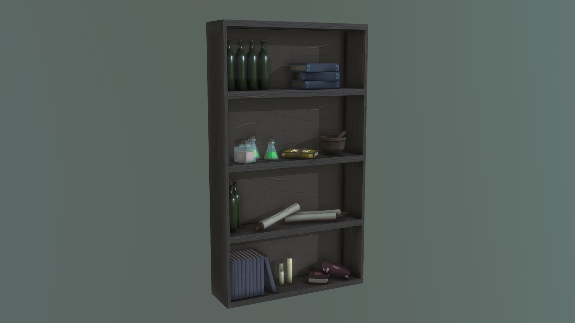 3D model Magic shelving - This is a 3D model of the Magic shelving. The 3D model is about a shelf with bottles and other objects on it.