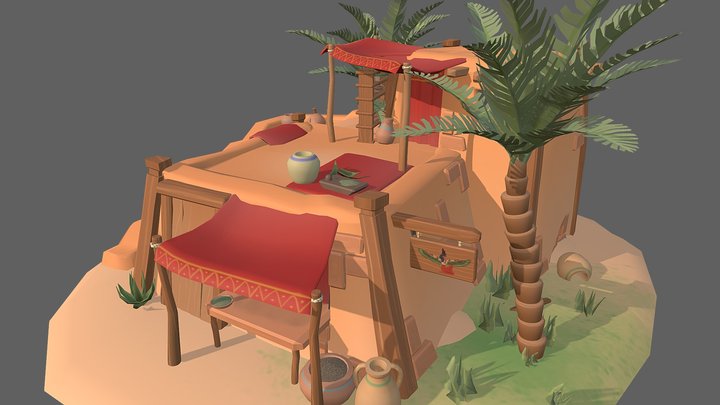 DAE villages : house of an ancient Egyptian swnw 3D Model