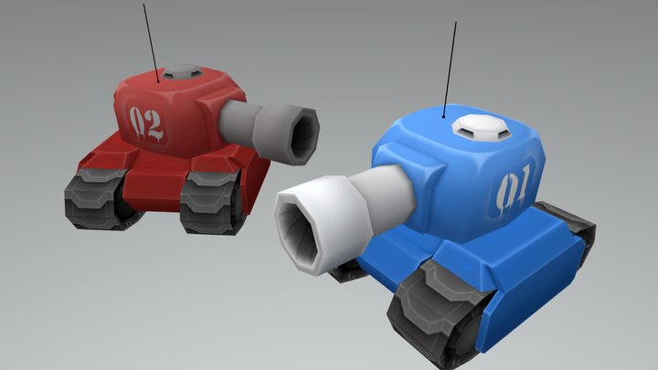 Mini Tanks (Red and Blue) 3D Model