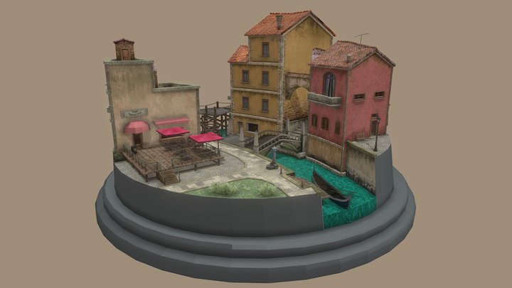 Venice City Scene 3D Model