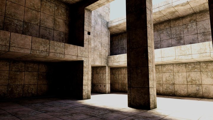 Brutalist Concrete Interior VR room | Baked – Modèle 3D gratuit STL
