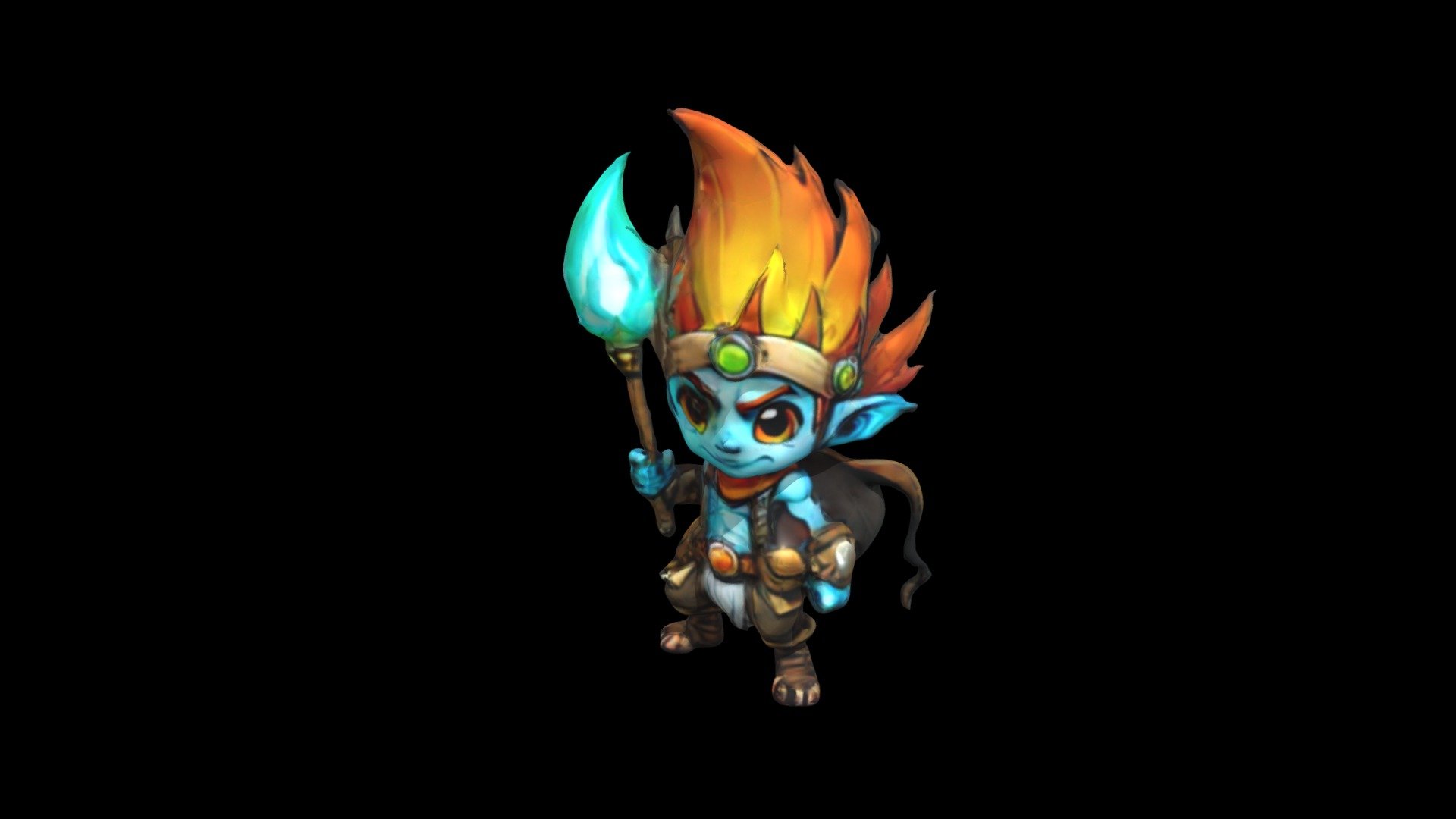 Blue fire sprite with a distinctive appearance a - Download Free 3D ...