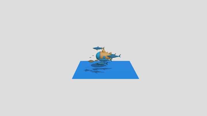 Submarine in the Sea 3D Model
