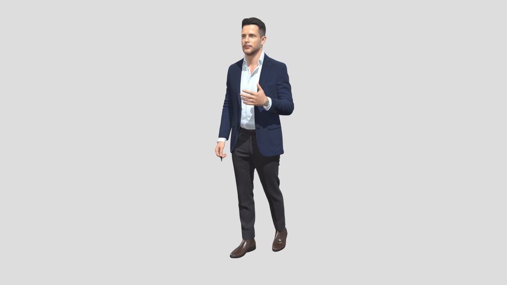 Confident Presenter in a Navy Blazer