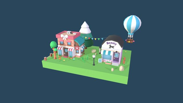 Cartoon Town - Fashion Store & Beauty Salon 3D Model