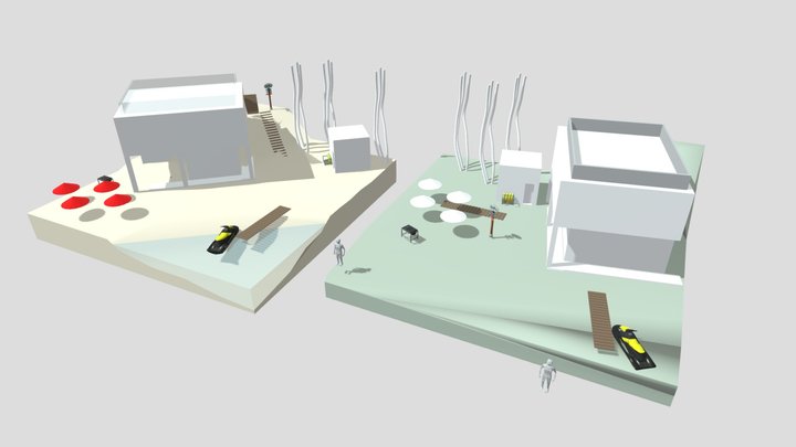 By The Ocean - Blockout 3D Model