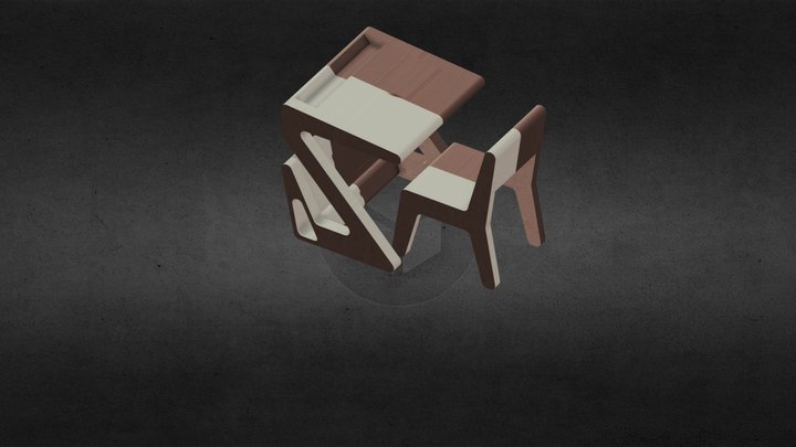 Pupitre para niños de 3-6 años 3D Model